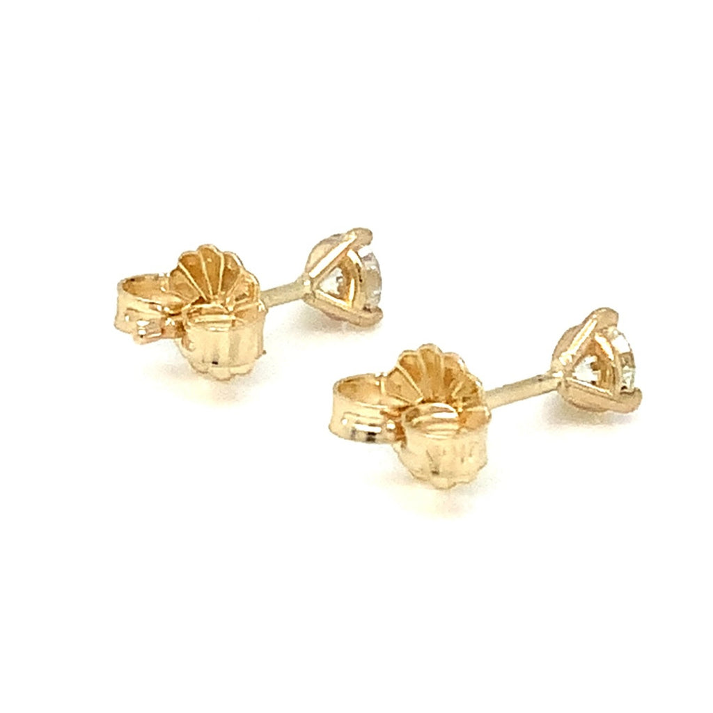 Diamond Studs Post Earring 0.63 cts 3 Prong Martini Setting 14K Yellow Gold - Image 4 of 5