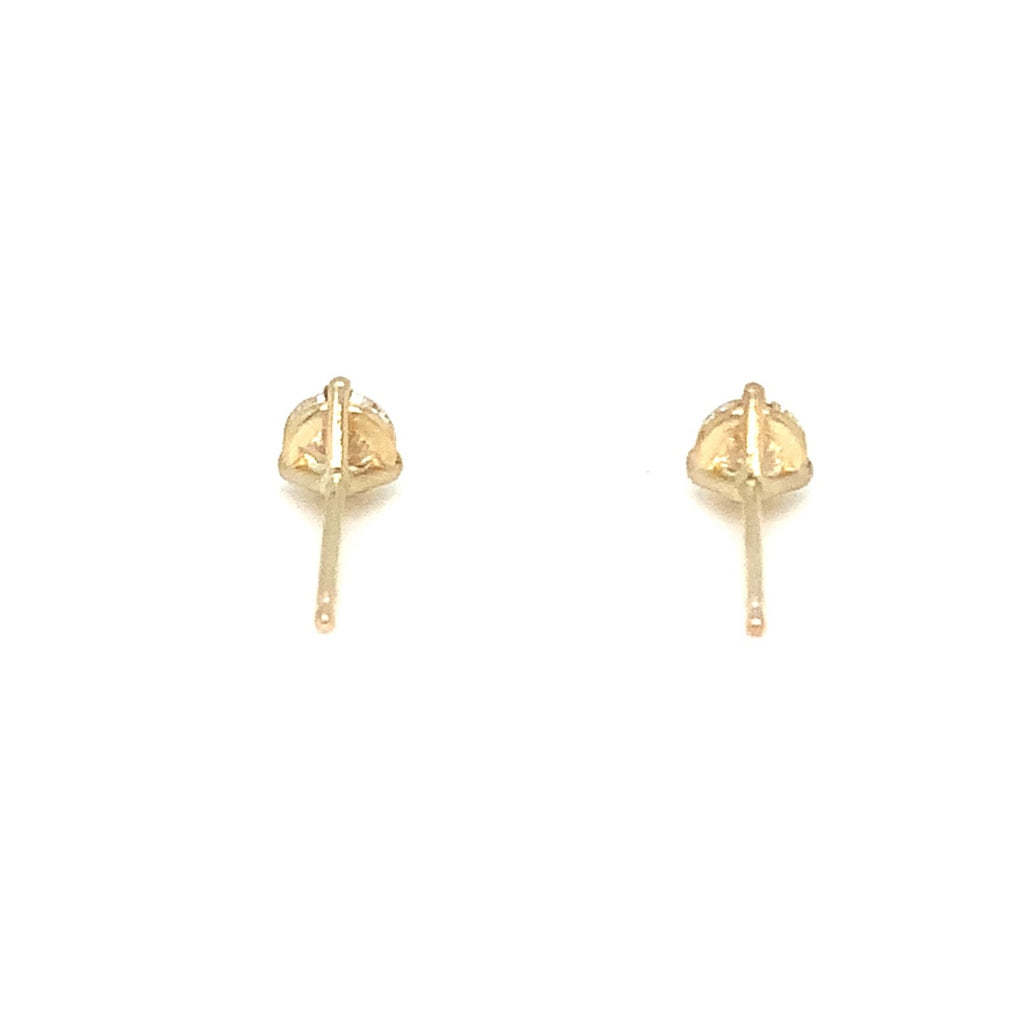 Diamond Studs Post Earring 0.47 cts 3 Prong Martini Setting 14K Yellow Gold - Image 3 of 5