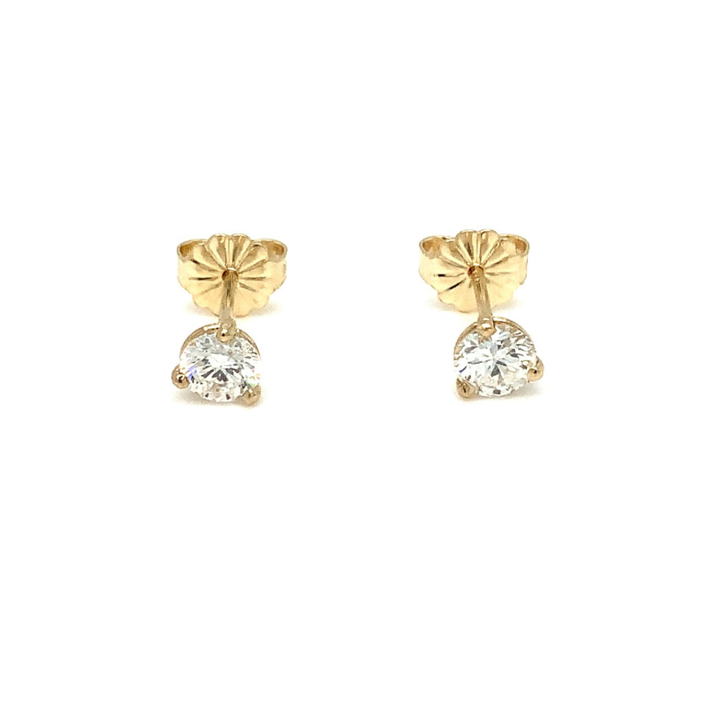 Diamond Studs Post Earring 0.47 cts 3 Prong Martini Setting 14K Yellow Gold - Image 2 of 5