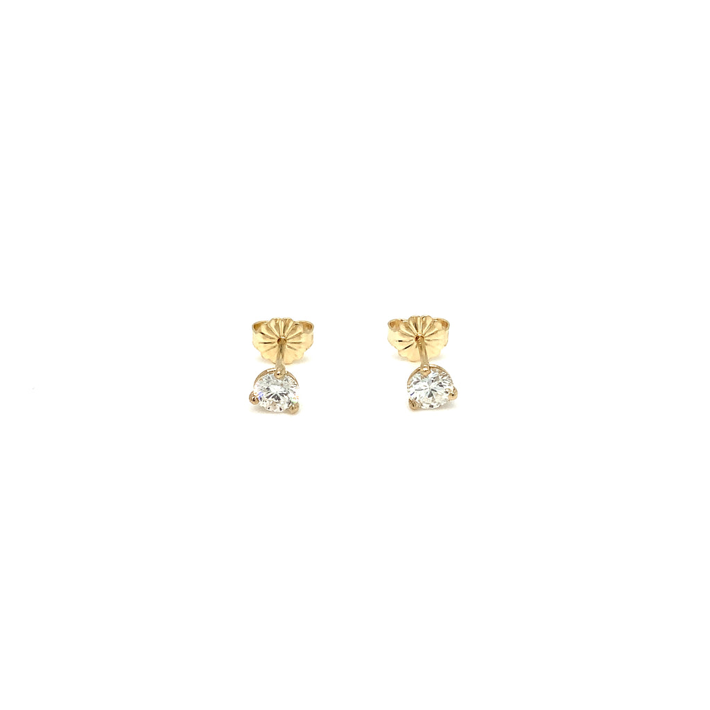 Diamond Studs Post Earring 0.20 cts 3 Prong Martini Setting 14K Yellow Gold - Image 4 of 4