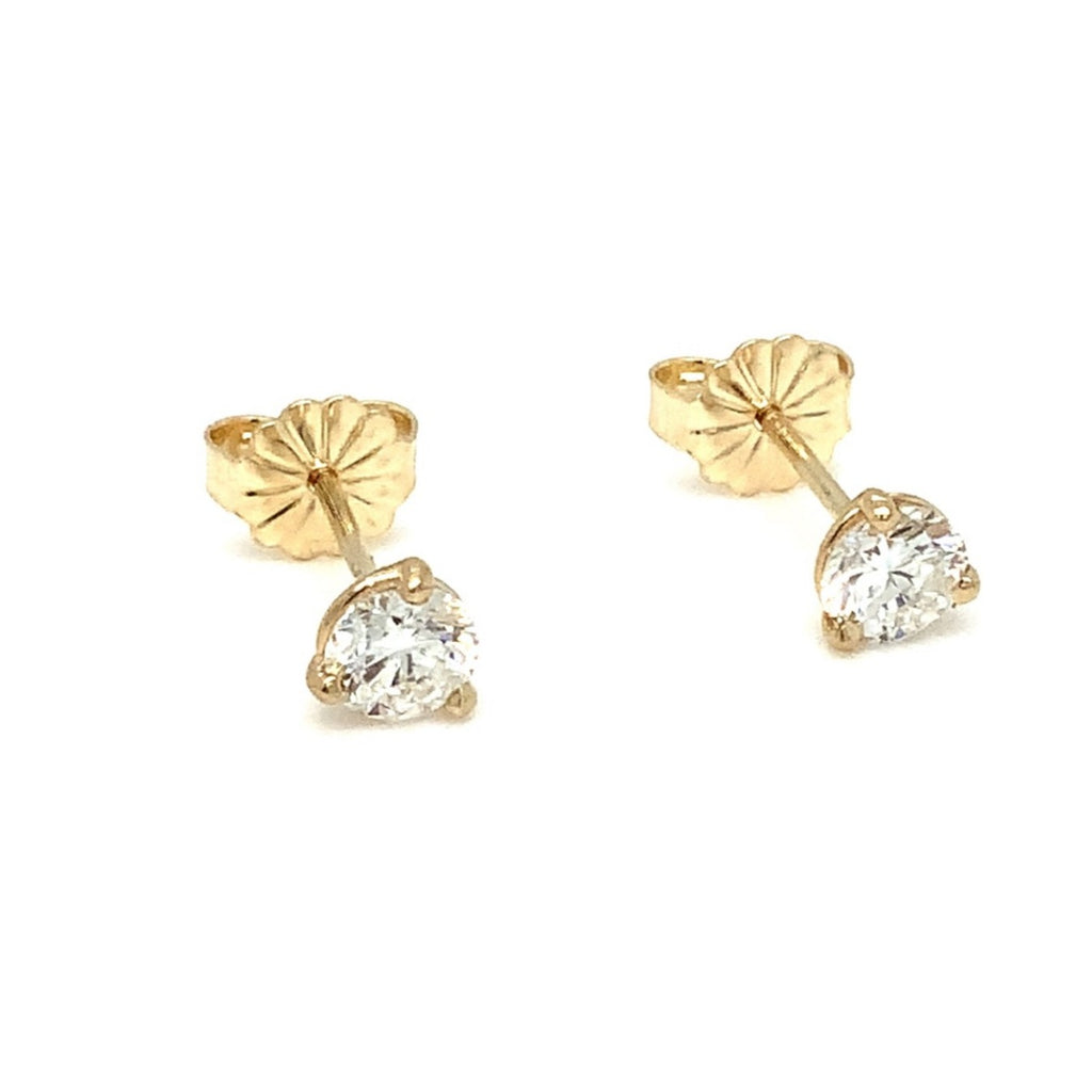Diamond Studs Post Earring 0.47 cts 3 Prong Martini Setting 14K Yellow Gold - Image 1 of 5
