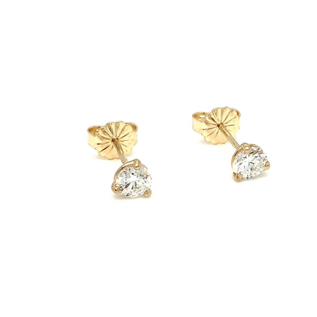 Diamond Studs Post Earring 0.63 cts 3 Prong Martini Setting 14K Yellow Gold - Image 5 of 5
