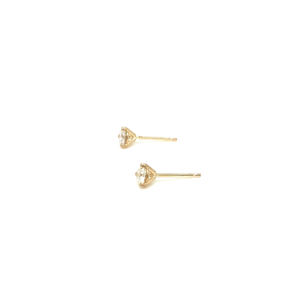 Diamond Studs Post Earring 0.47 cts 3 Prong Martini Setting 14K Yellow Gold - Image 5 of 5