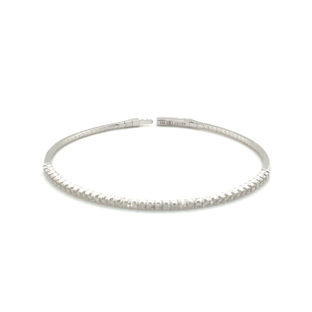 Flexi Single Row Round Brilliant Cut Diamond Tennis Bracelet 0.50 carats t.w. Set in 14K White Gold. - Image 4 of 7