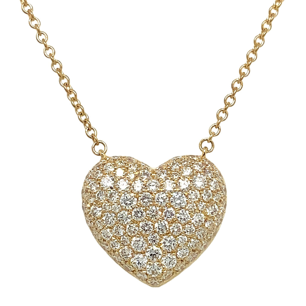 Memoire Pavé Diamond Heart Shaped Necklace 96 Round Brilliant Diamond 1.00 ctw 18 Inches Long - Image 1 of 4