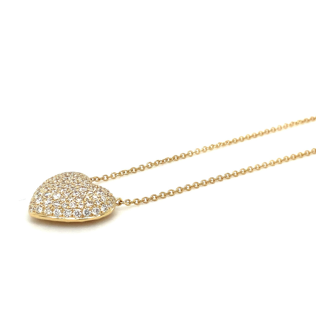 Memoire Pavé Diamond Heart Shaped Necklace 96 Round Brilliant Diamond 1.00 ctw 18 Inches Long - Image 3 of 4