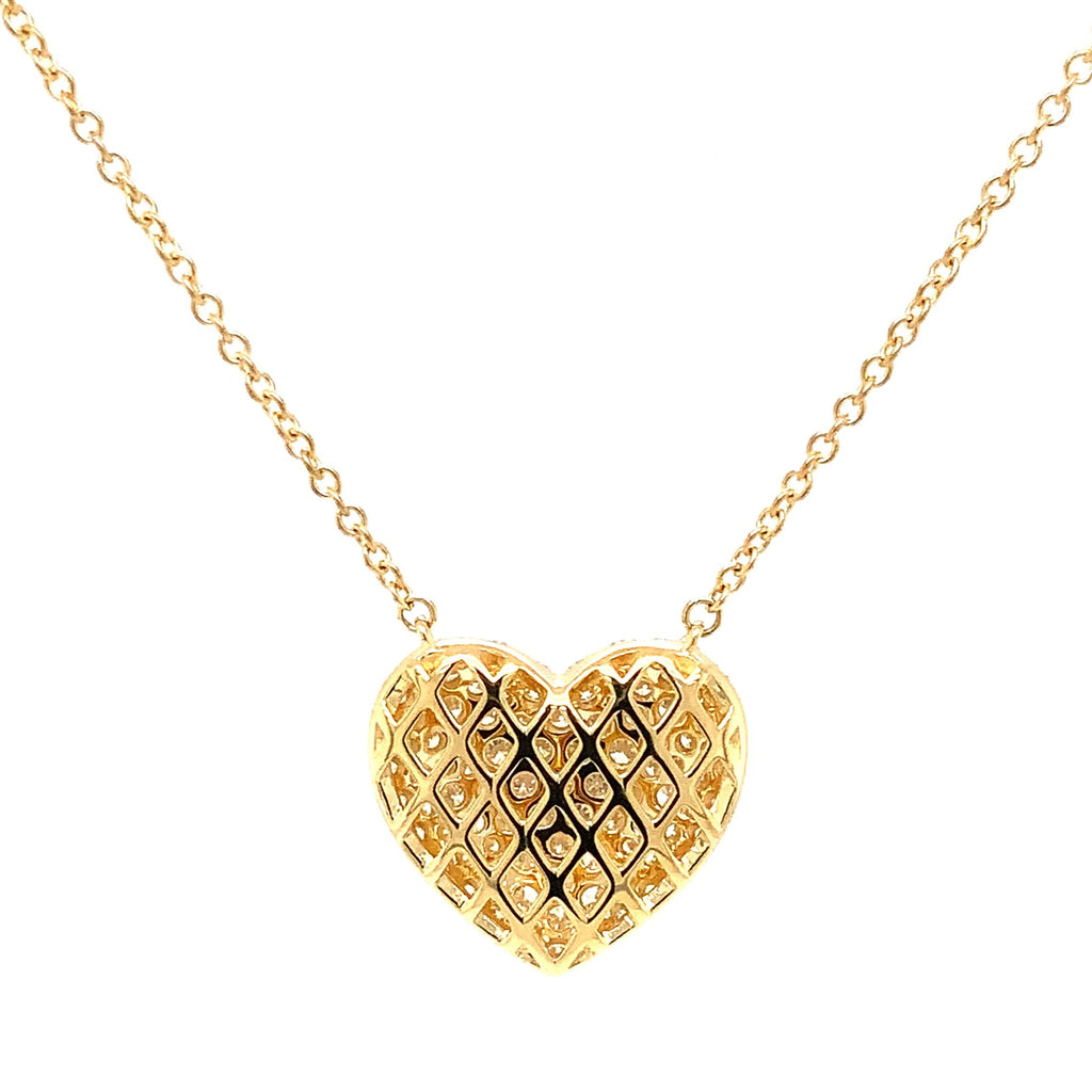 Memoire Pavé Diamond Heart Shaped Necklace 96 Round Brilliant Diamond 1.00 ctw 18 Inches Long - Image 4 of 4