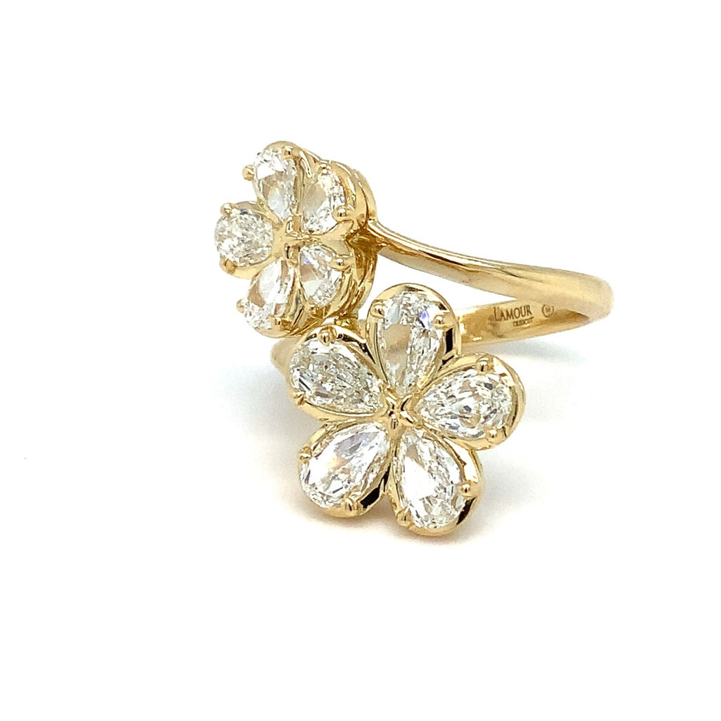 Christopher Designs L'Amour Crisscut® Pear Shape Floral Cluster Bypass Right Hand Ring set in 18 kt Yellow G - Image 8 of 11
