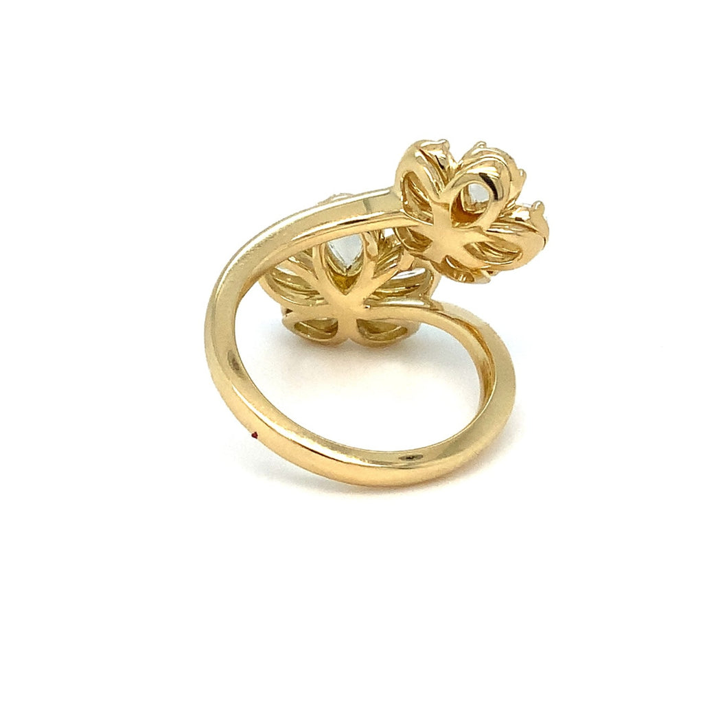 Christopher Designs L'Amour Crisscut® Pear Shape Floral Cluster Bypass Right Hand Ring set in 18 kt Yellow G - Image 6 of 11