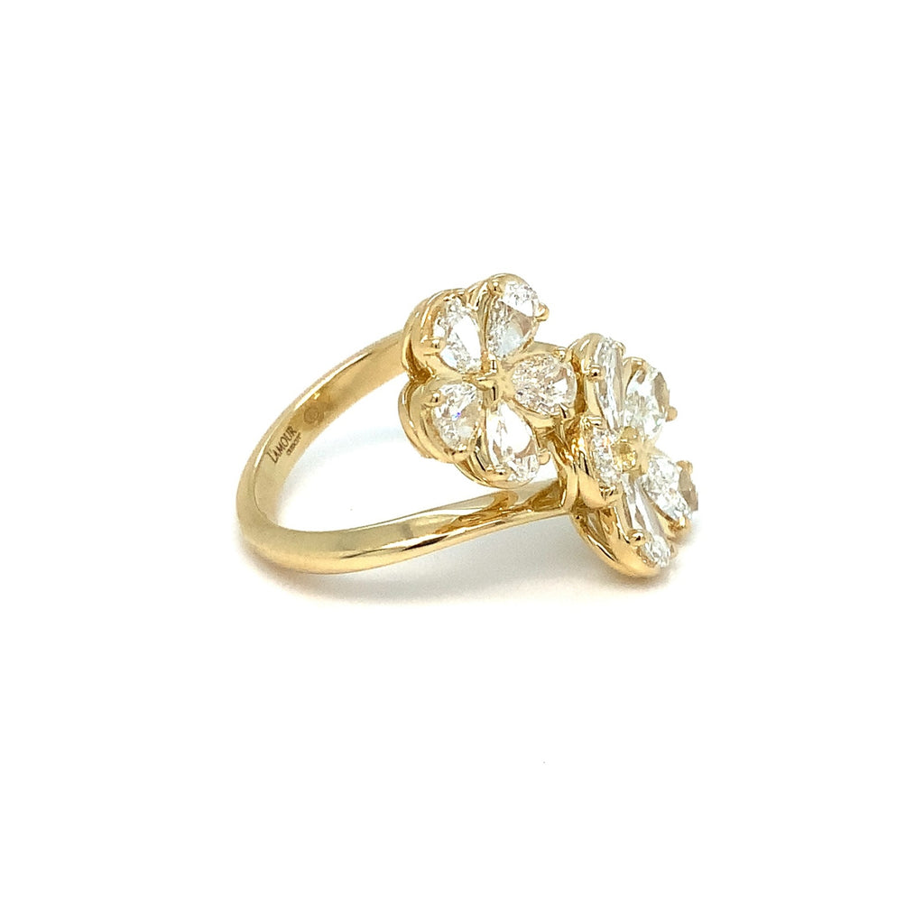 Christopher Designs L'Amour Crisscut® Pear Shape Floral Cluster Bypass Right Hand Ring set in 18 kt Yellow G - Image 7 of 11