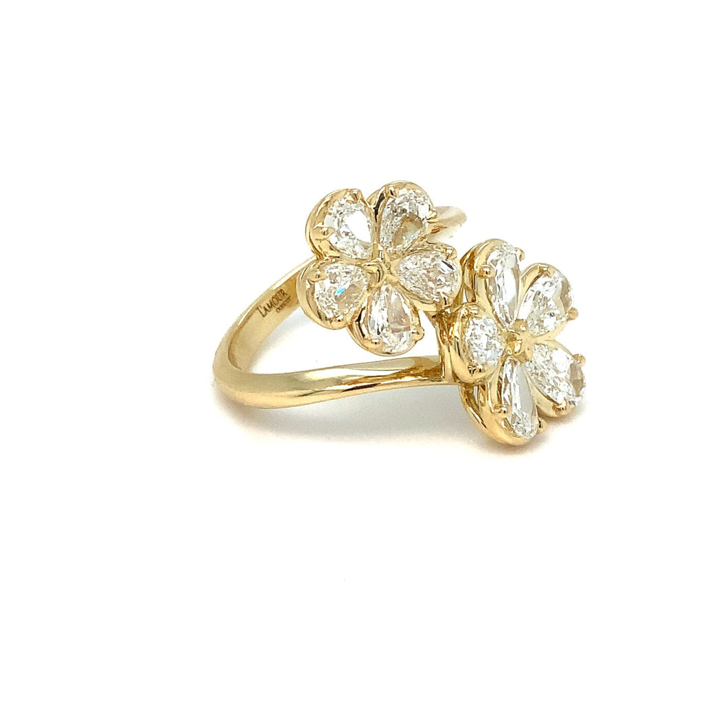 Christopher Designs L'Amour Crisscut® Pear Shape Floral Cluster Bypass Right Hand Ring set in 18 kt Yellow G - Image 9 of 11