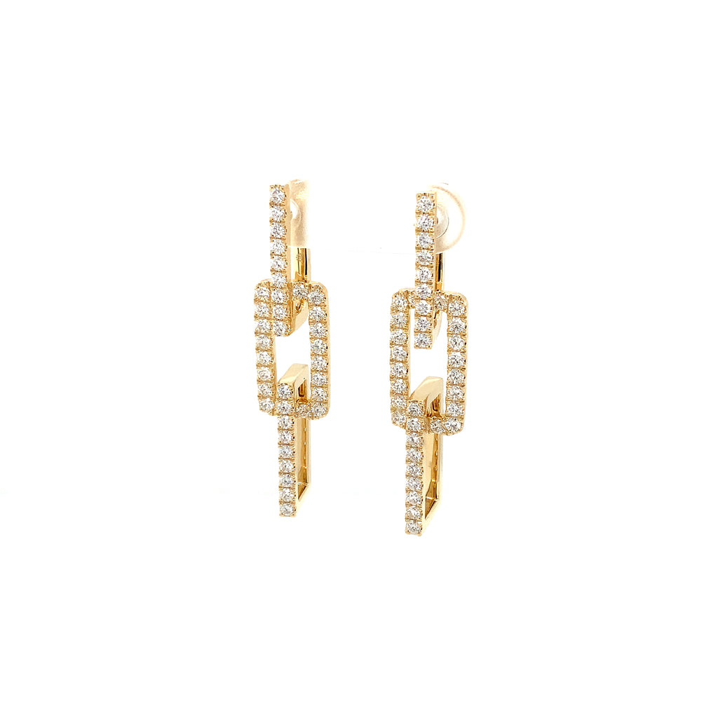 Memoire Essentials Rectangle Diamond Drop Earrings set in 18K Yellow Gold - Image 2 of 7