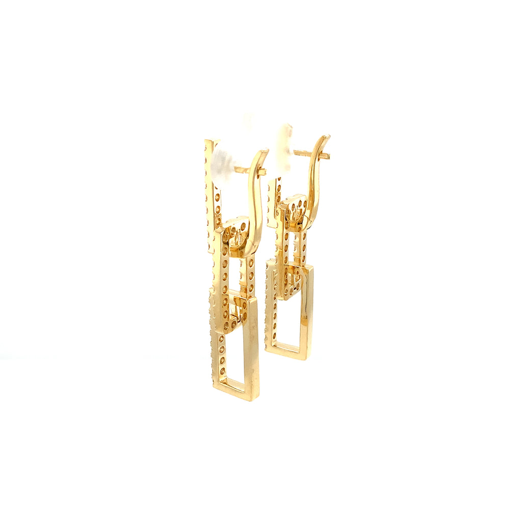 Memoire Essentials Rectangle Diamond Drop Earrings set in 18K Yellow Gold - Image 3 of 7