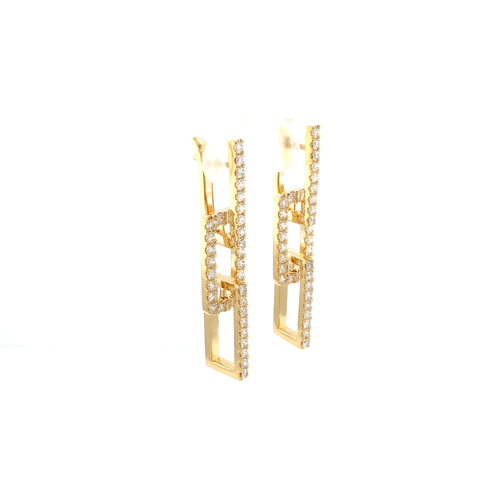 Memoire Essentials Rectangle Diamond Drop Earrings set in 18K Yellow Gold - Image 6 of 7
