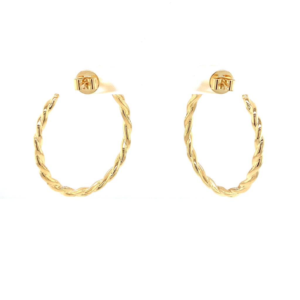 Memoire Nine Twisted Collection Round Pave Diamond Hoop Set in 18K Yellow Gold - Image 3 of 7