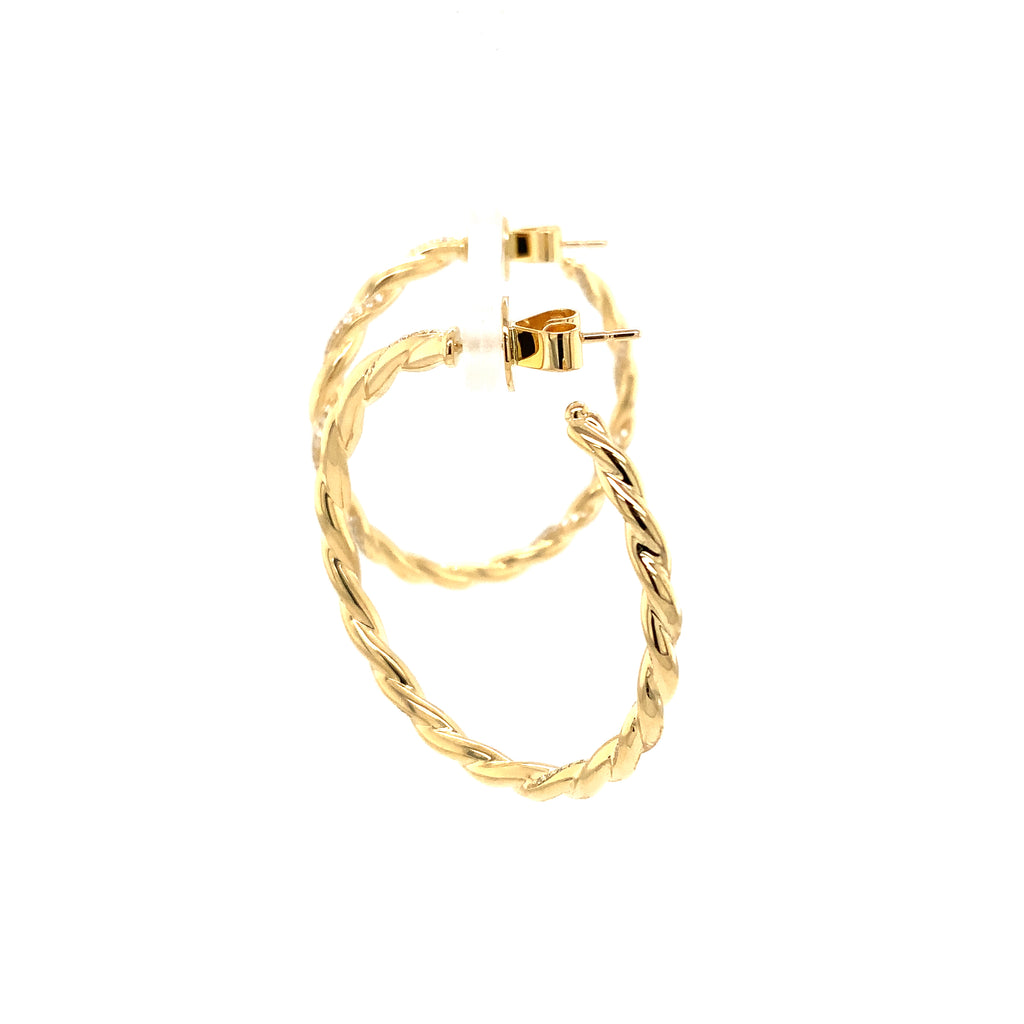 Memoire Nine Twisted Collection Round Pave Diamond Hoop Set in 18K Yellow Gold - Image 5 of 7