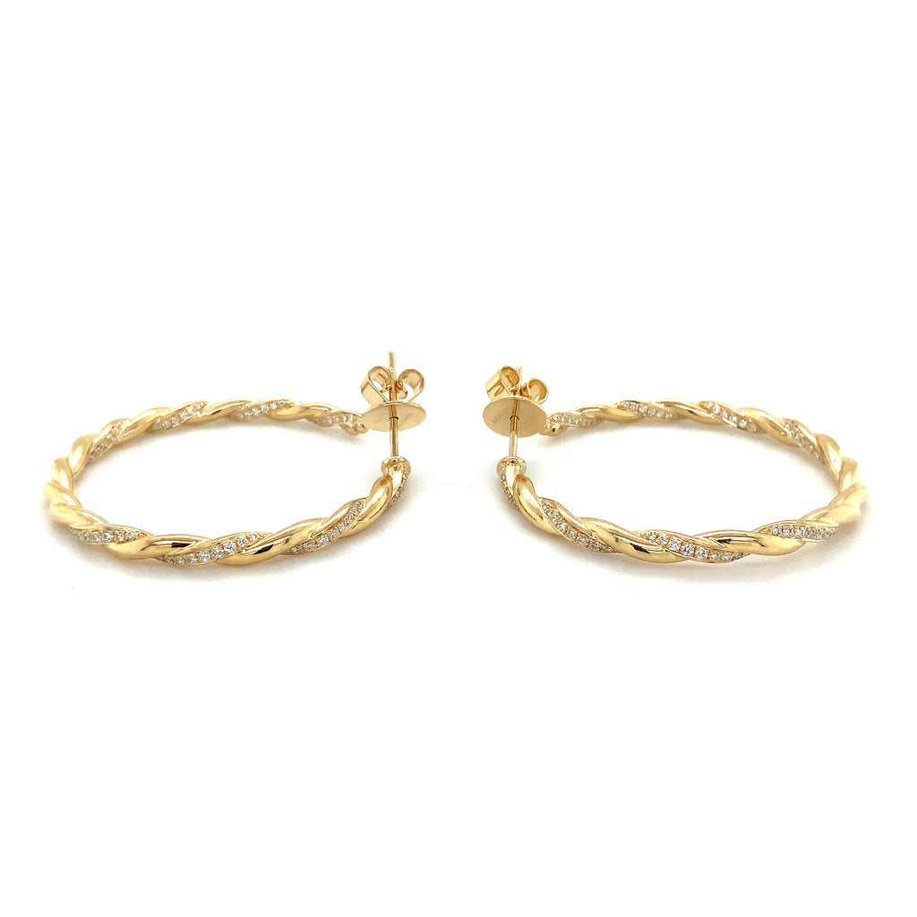 Memoire Nine Twisted Collection Round Pave Diamond Hoop Set in 18K Yellow Gold - Image 7 of 7