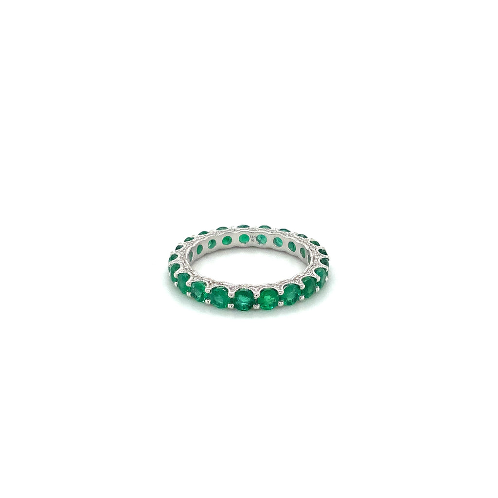 Roman+Jules Gem Quality Emerald and Diamond Eternity Band Set in 14K White Gold - Image 3 of 6