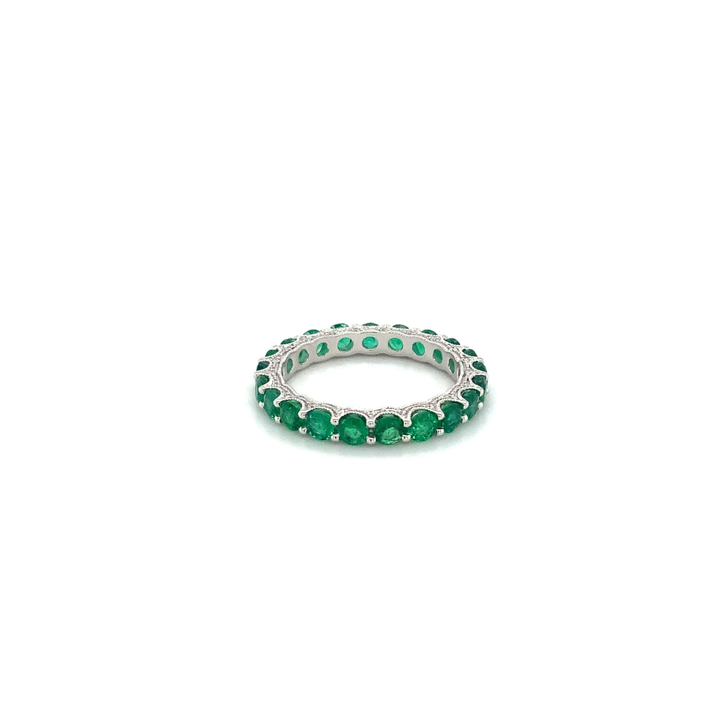 Roman+Jules Gem Quality Emerald and Diamond Eternity Band Set in 14K White Gold - Image 6 of 6