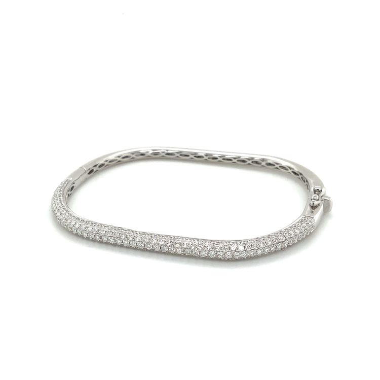 Afarin Collection Paved Squarish Modern Chic Bangle fashioned in 18K White Gold - Image 2 of 8