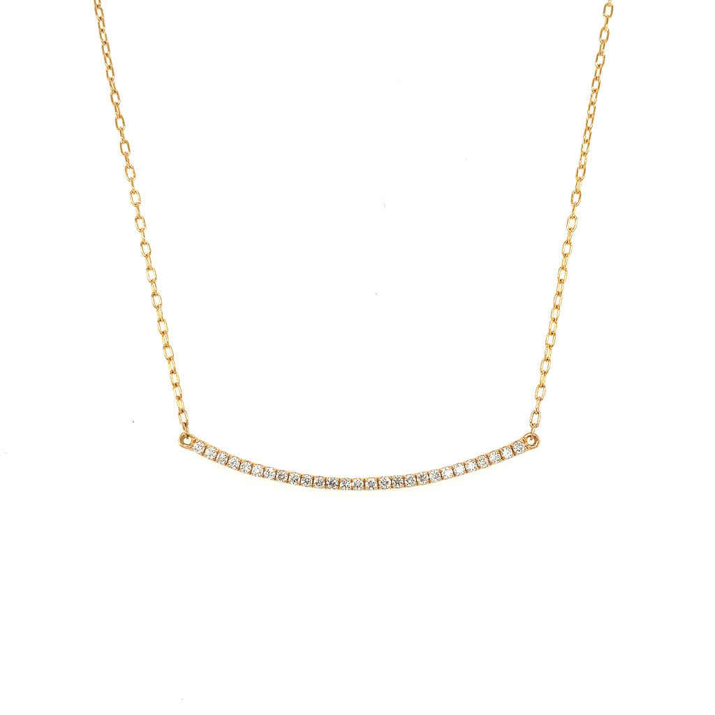 Afarin Collection Curved Bar Diamond Necklace 18K Yellow Gold 18' adjustable chain - Image 1 of 5
