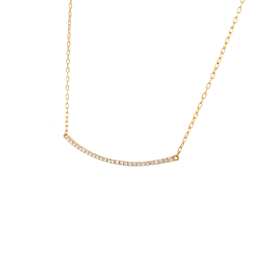 Afarin Collection Curved Bar Diamond Necklace 18K Yellow Gold 18' adjustable chain - Image 4 of 5