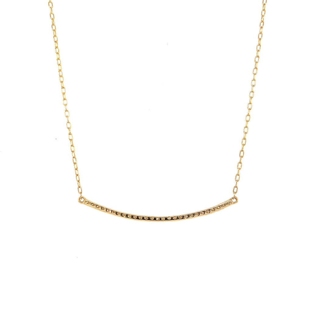 Afarin Collection Curved Bar Diamond Necklace 18K Yellow Gold 18' adjustable chain - Image 5 of 5