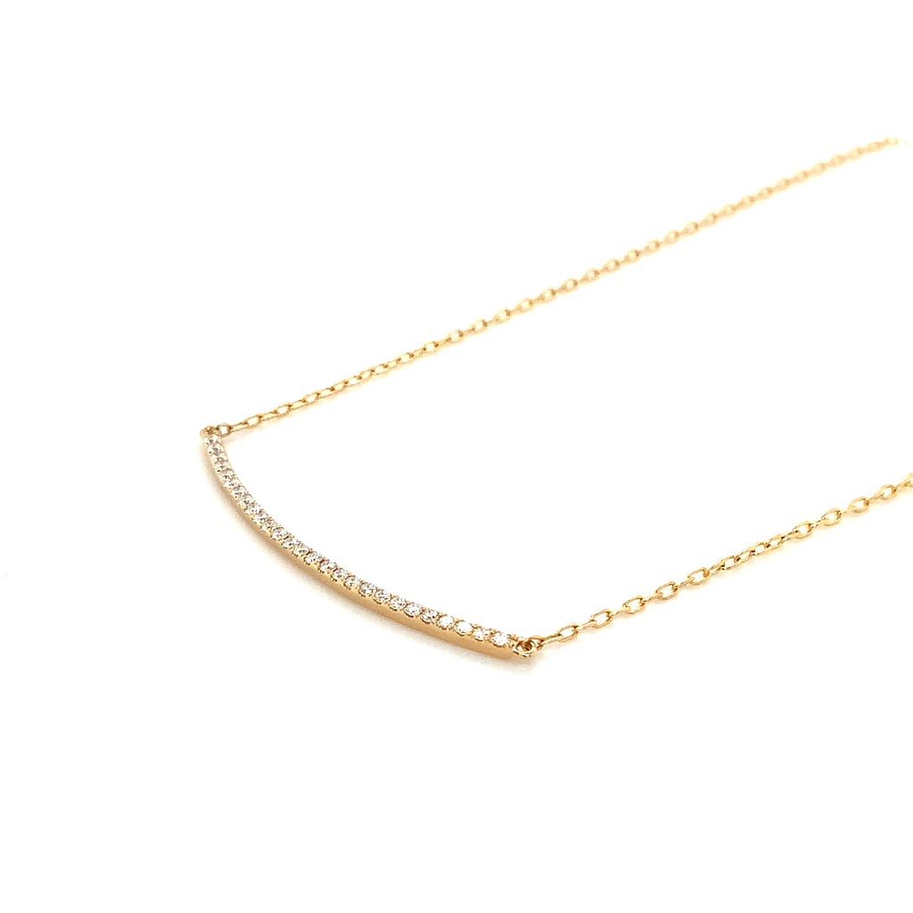 Afarin Collection Curved Bar Diamond Necklace 18K Yellow Gold 18' adjustable chain - Image 3 of 5