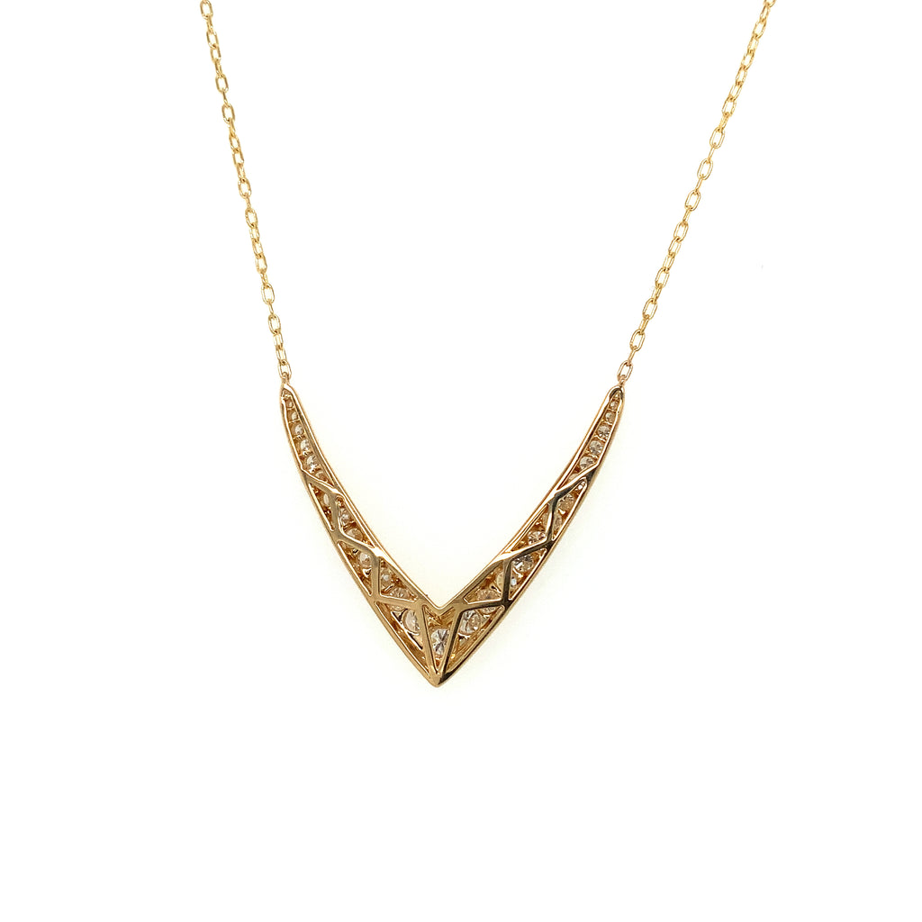 Afarin Collection Chevron Diamond Necklace in 18K Yellow Gold - Image 4 of 5