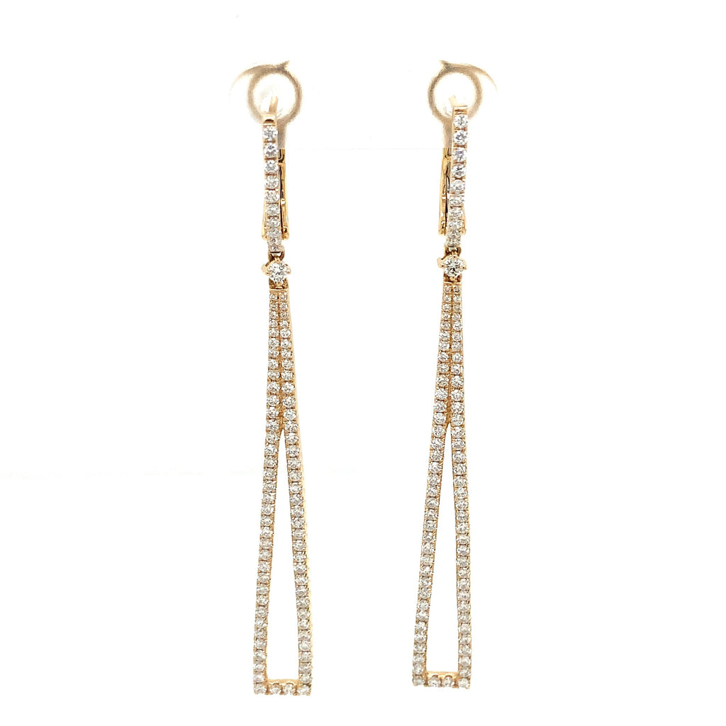 Afarin Collection Dramatic Arte Deco Diamond Drop Earrings Set in 18Kt Yellow Gold - Image 1 of 9