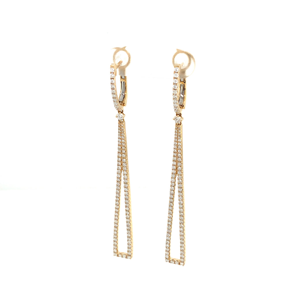 Afarin Collection Dramatic Arte Deco Diamond Drop Earrings Set in 18Kt Yellow Gold - Image 2 of 9