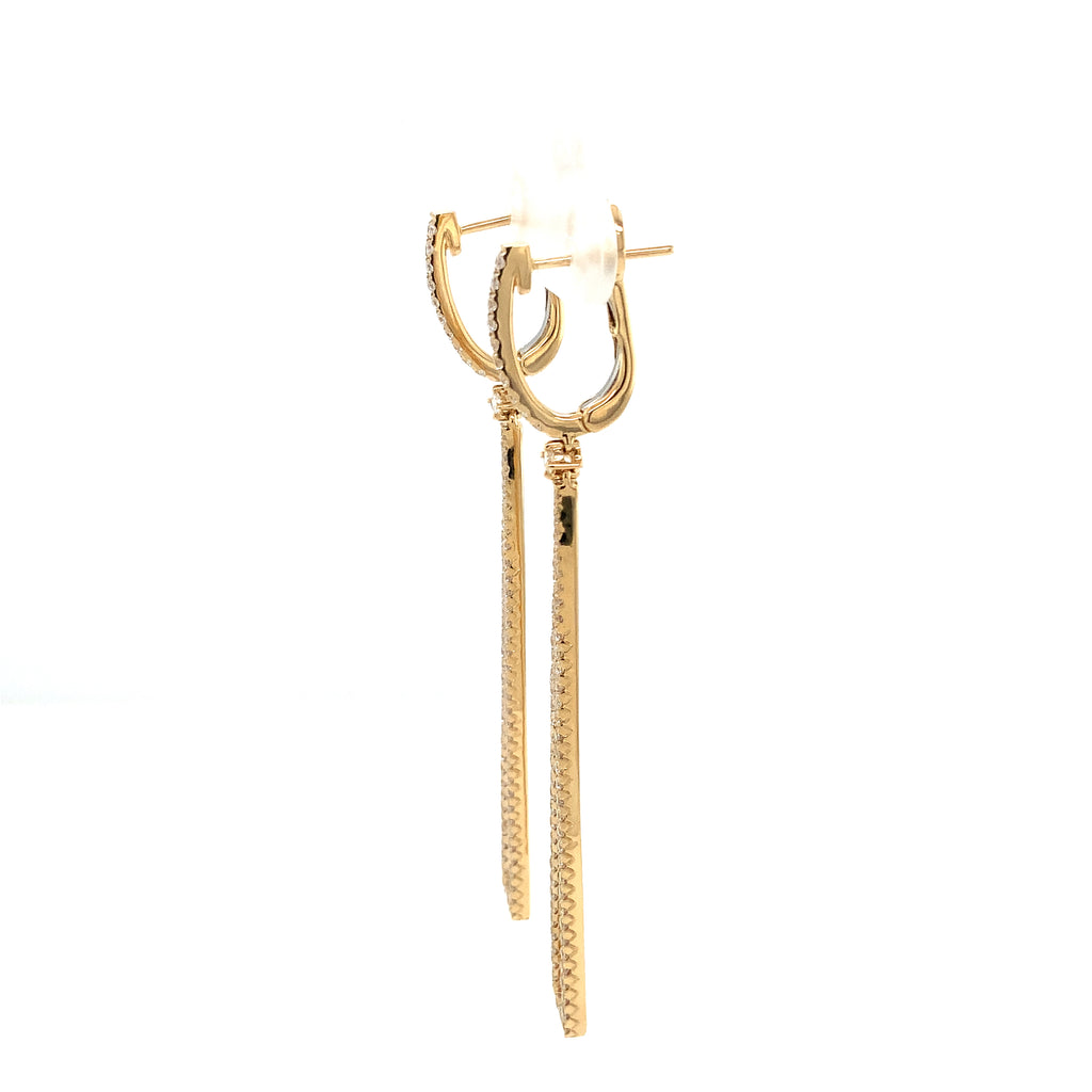 Afarin Collection Dramatic Arte Deco Diamond Drop Earrings Set in 18Kt Yellow Gold - Image 3 of 9