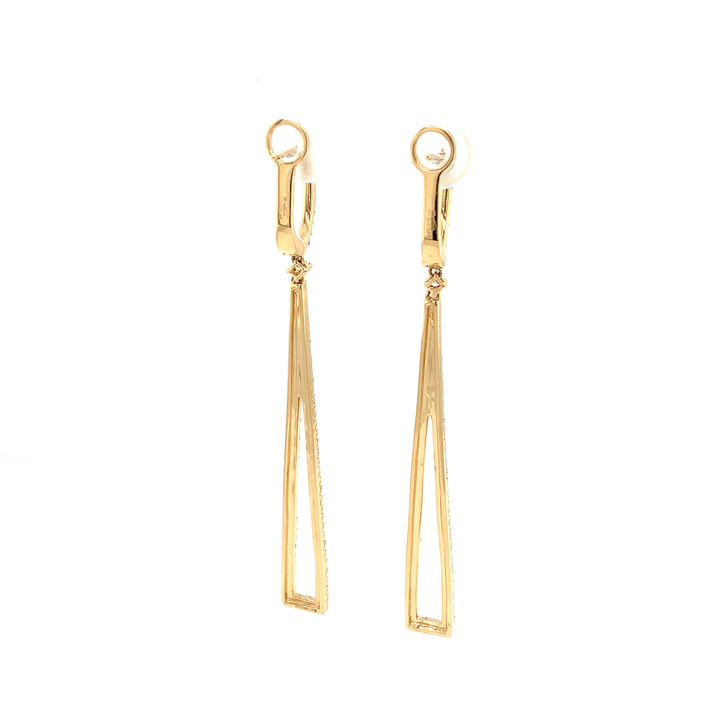 Afarin Collection Dramatic Arte Deco Diamond Drop Earrings Set in 18Kt Yellow Gold - Image 5 of 9