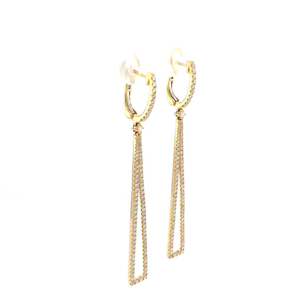 Afarin Collection Dramatic Arte Deco Diamond Drop Earrings Set in 18Kt Yellow Gold - Image 6 of 9