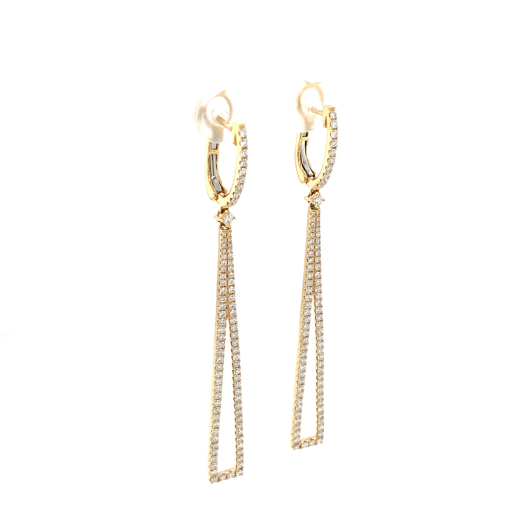 Afarin Collection Dramatic Arte Deco Diamond Drop Earrings Set in 18Kt Yellow Gold - Image 7 of 9
