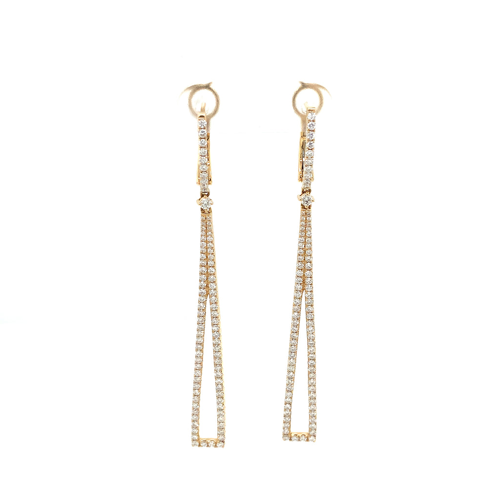Afarin Collection Dramatic Arte Deco Diamond Drop Earrings Set in 18Kt Yellow Gold - Image 8 of 9