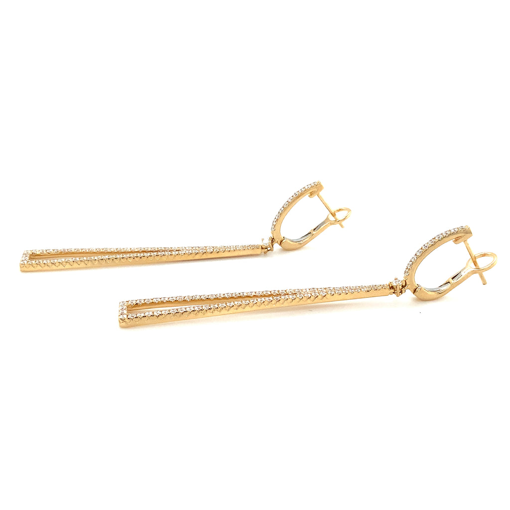 Afarin Collection Dramatic Arte Deco Diamond Drop Earrings Set in 18Kt Yellow Gold - Image 9 of 9