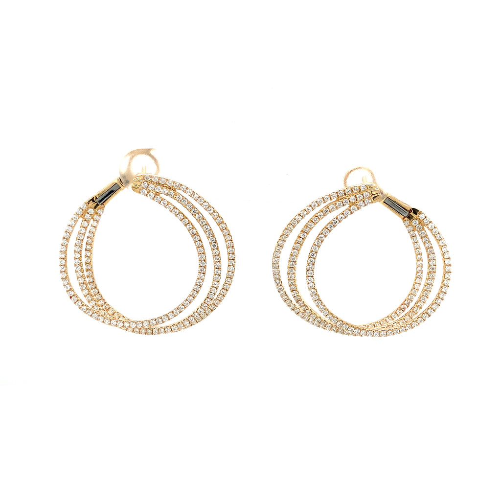 Afarin Collection Triple Hoop Diamond Earrings in 18 kt Yellow Gold - Image 1 of 7