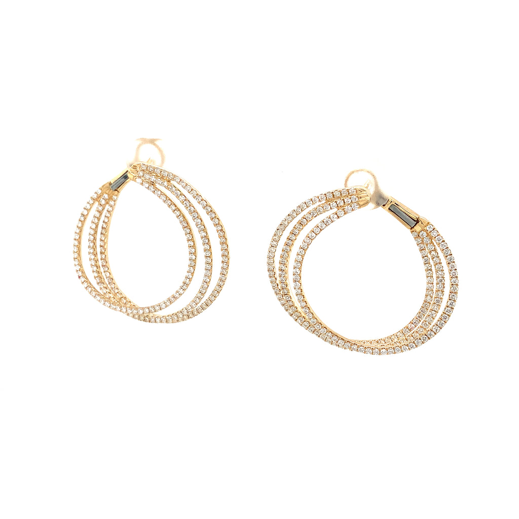 Afarin Collection Triple Hoop Diamond Earrings in 18 kt Yellow Gold - Image 2 of 7