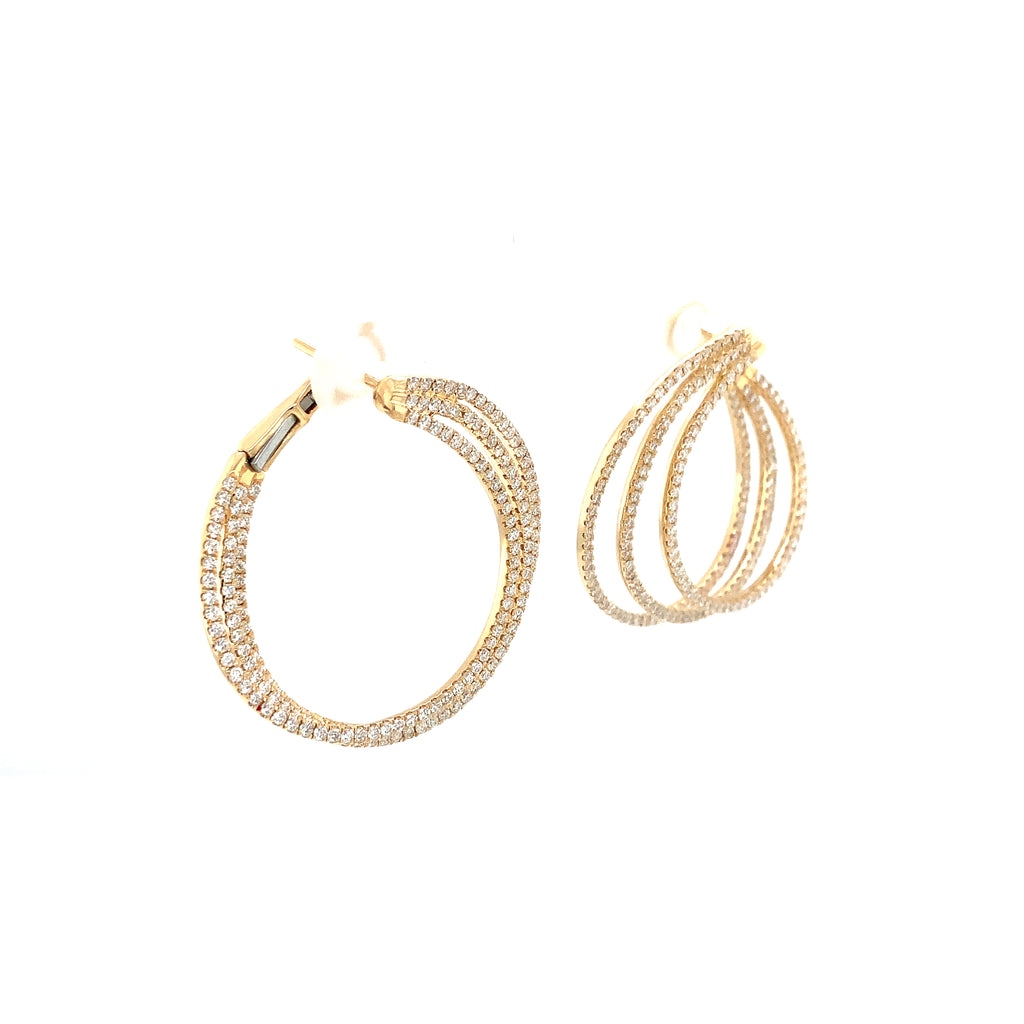 Afarin Collection Triple Hoop Diamond Earrings in 18 kt Yellow Gold - Image 5 of 7