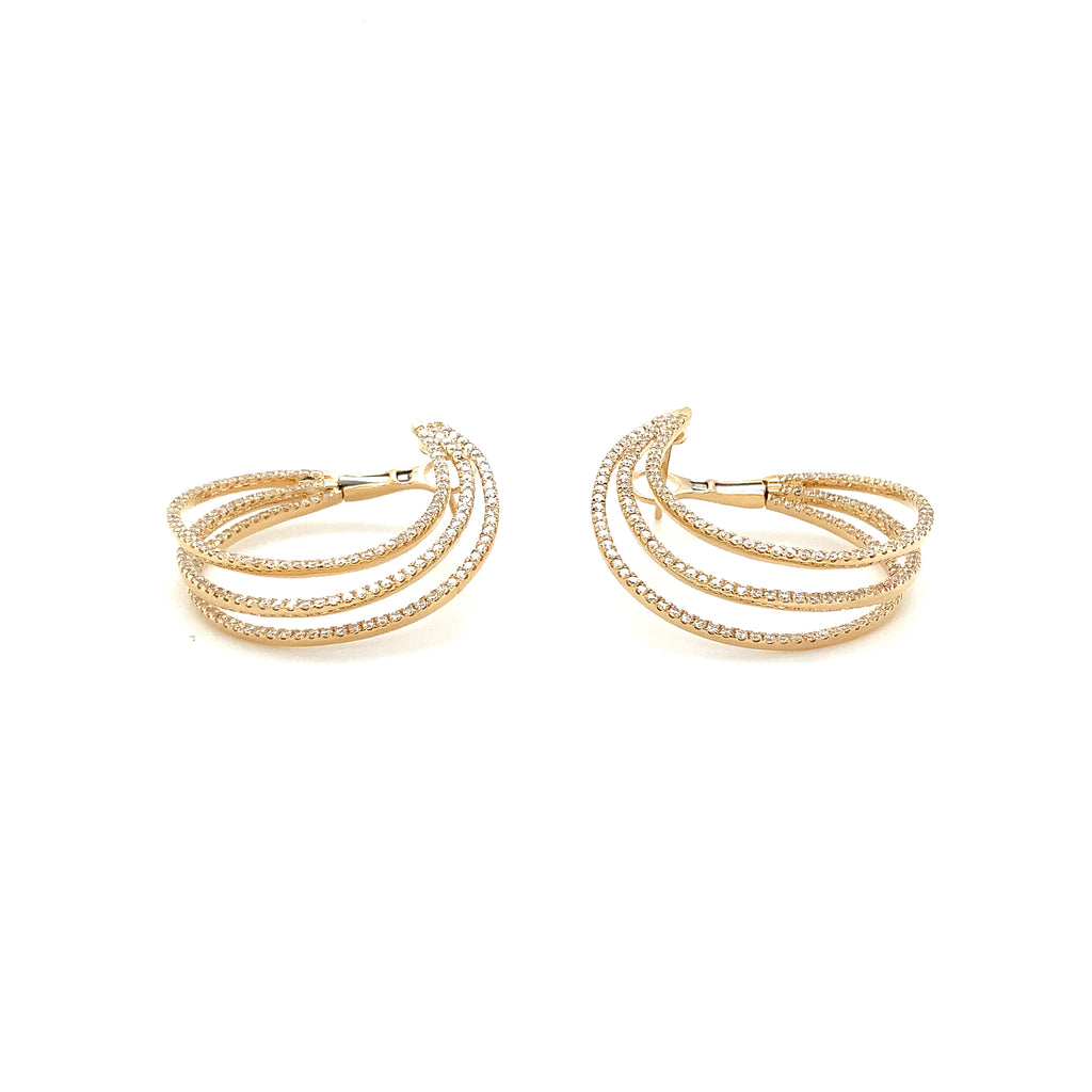 Afarin Collection Triple Hoop Diamond Earrings in 18 kt Yellow Gold - Image 6 of 7