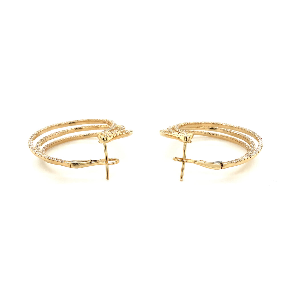 Afarin Collection Triple Hoop Diamond Earrings in 18 kt Yellow Gold - Image 7 of 7