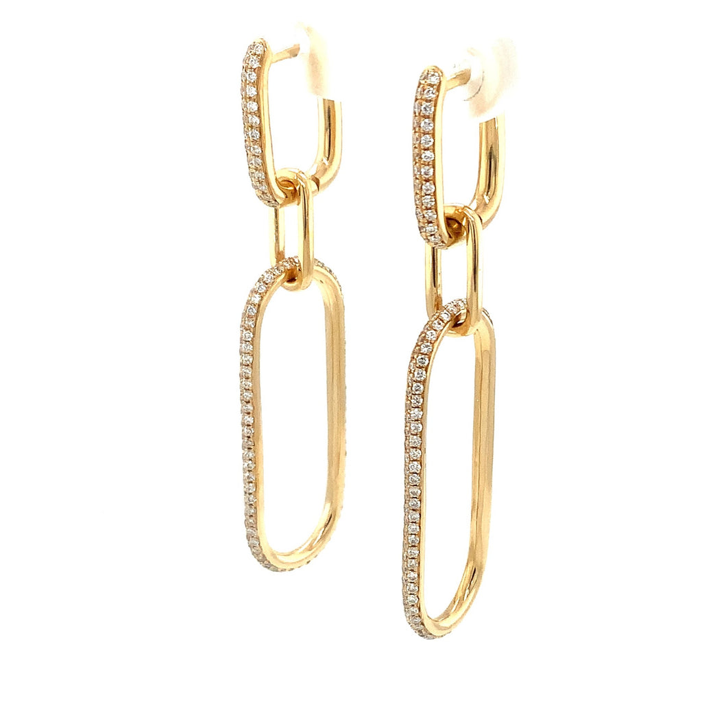 Afarin Collection Interchangeable Diamond Pavé Paperclip Drop Earrings 18K Yellow Gold - Image 3 of 8