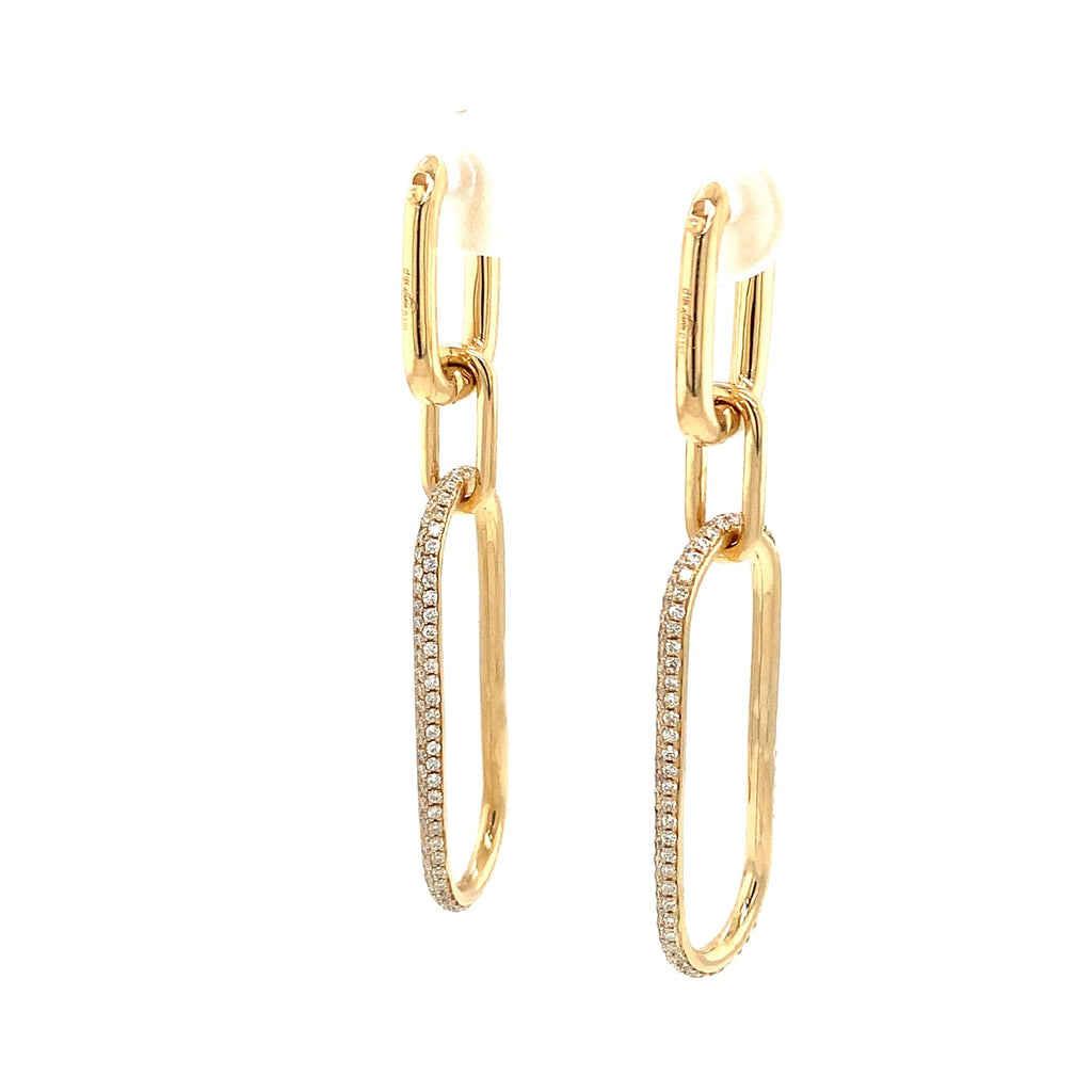 Afarin Collection Interchangeable Diamond Pavé Paperclip Drop Earrings 18K Yellow Gold - Image 6 of 8