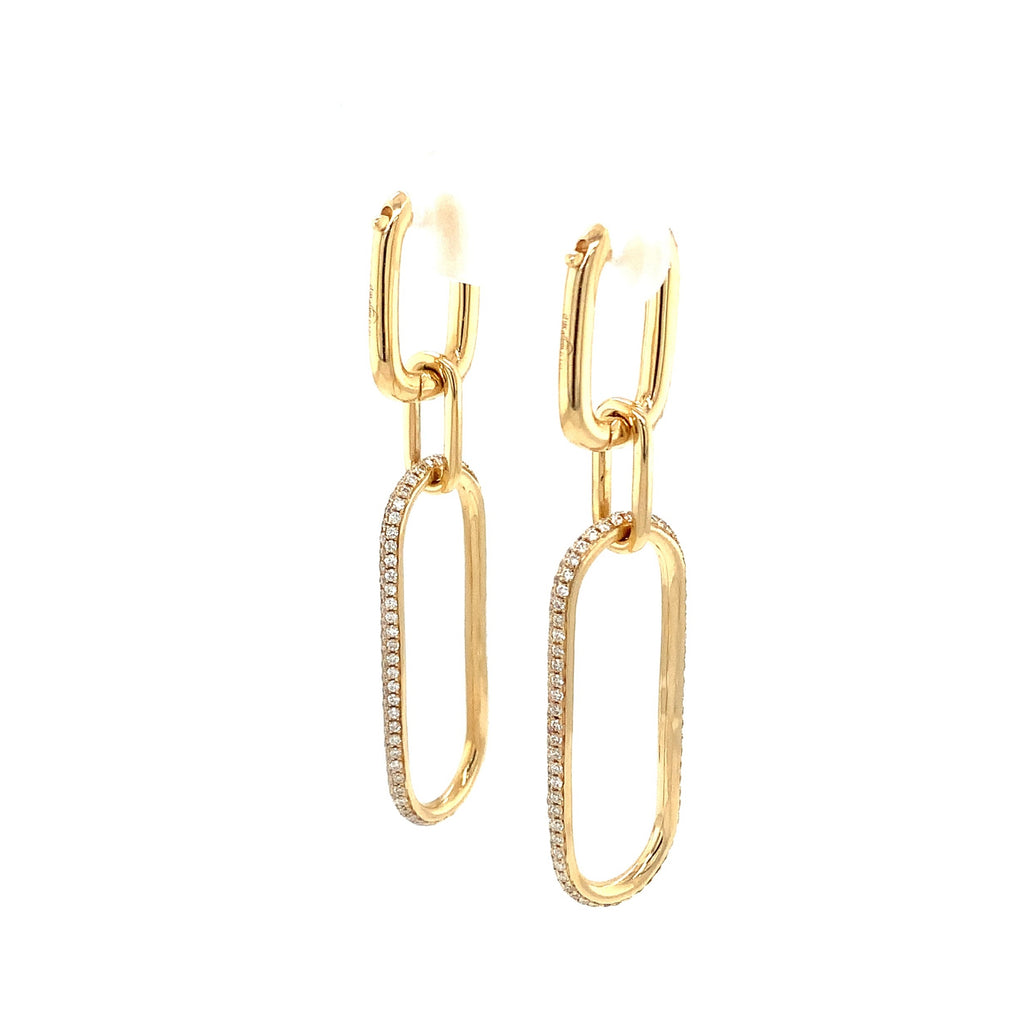 Afarin Collection Interchangeable Diamond Pavé Paperclip Drop Earrings 18K Yellow Gold - Image 7 of 8