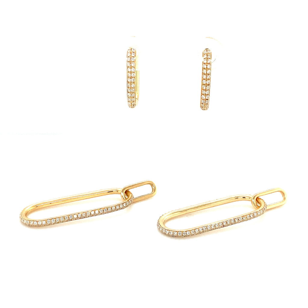 Afarin Collection Interchangeable Diamond Pavé Paperclip Drop Earrings 18K Yellow Gold - Image 8 of 8