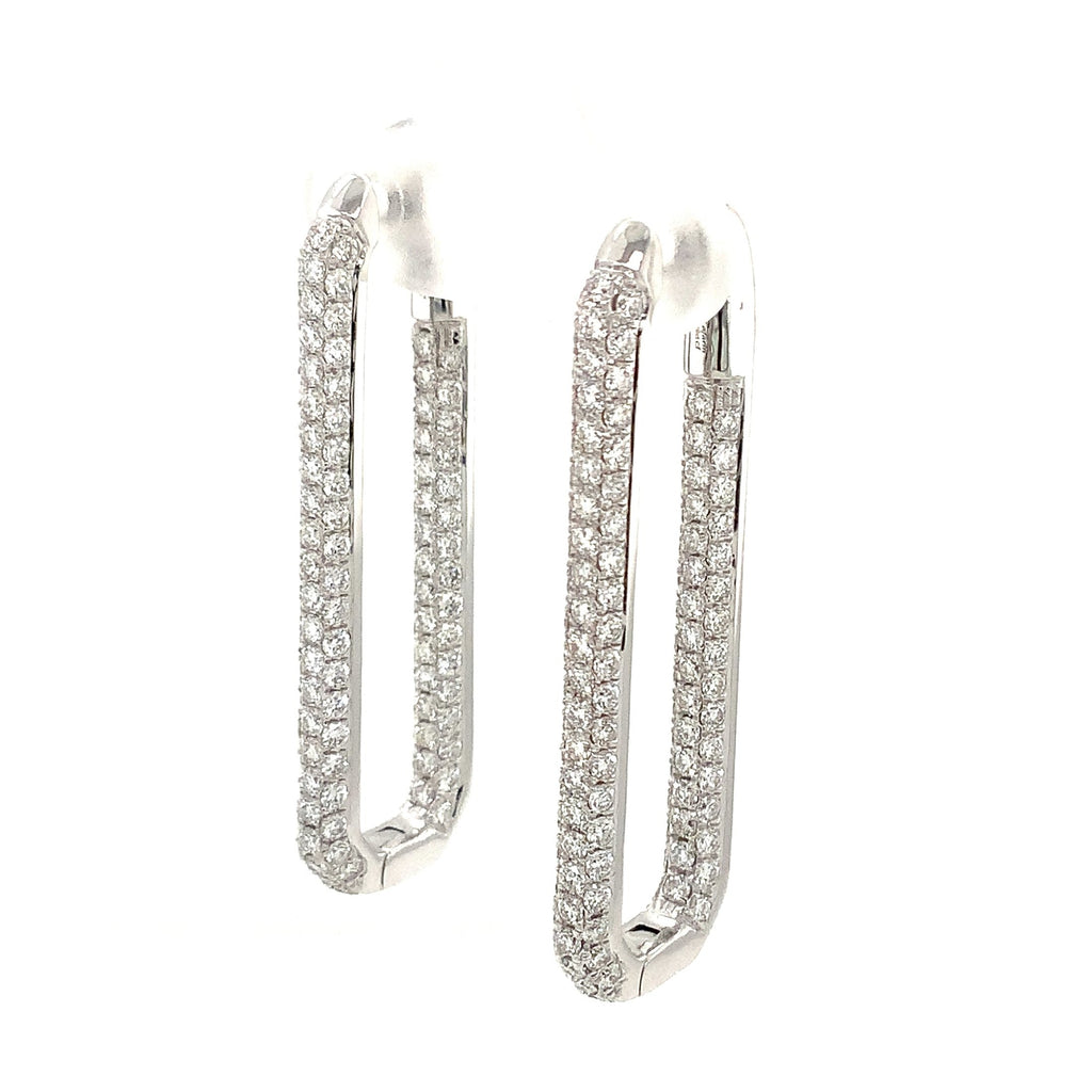 Afarin Collection Long Paperclip Pave Diamond Huggie Earring set in 18K White Gold. - Image 2 of 7