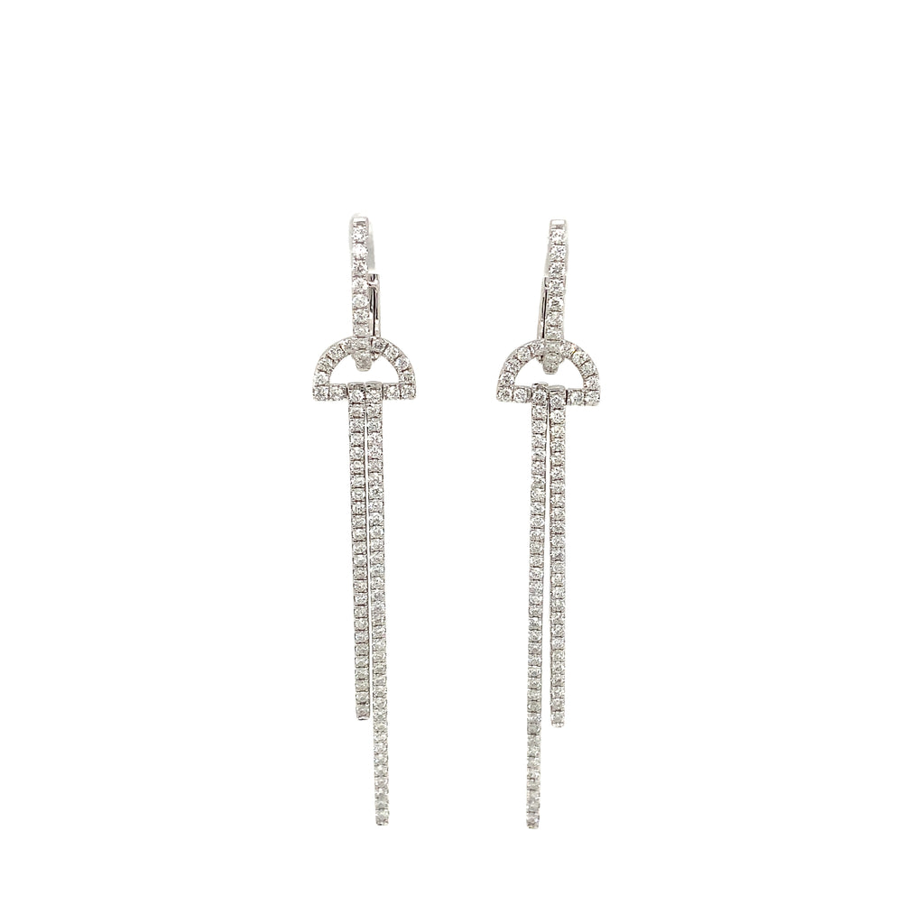 Afarin Collection Dramatic Arte Deco inspired Diamond Drop Earring fashioned in 18K White Gold. - Image 1 of 8