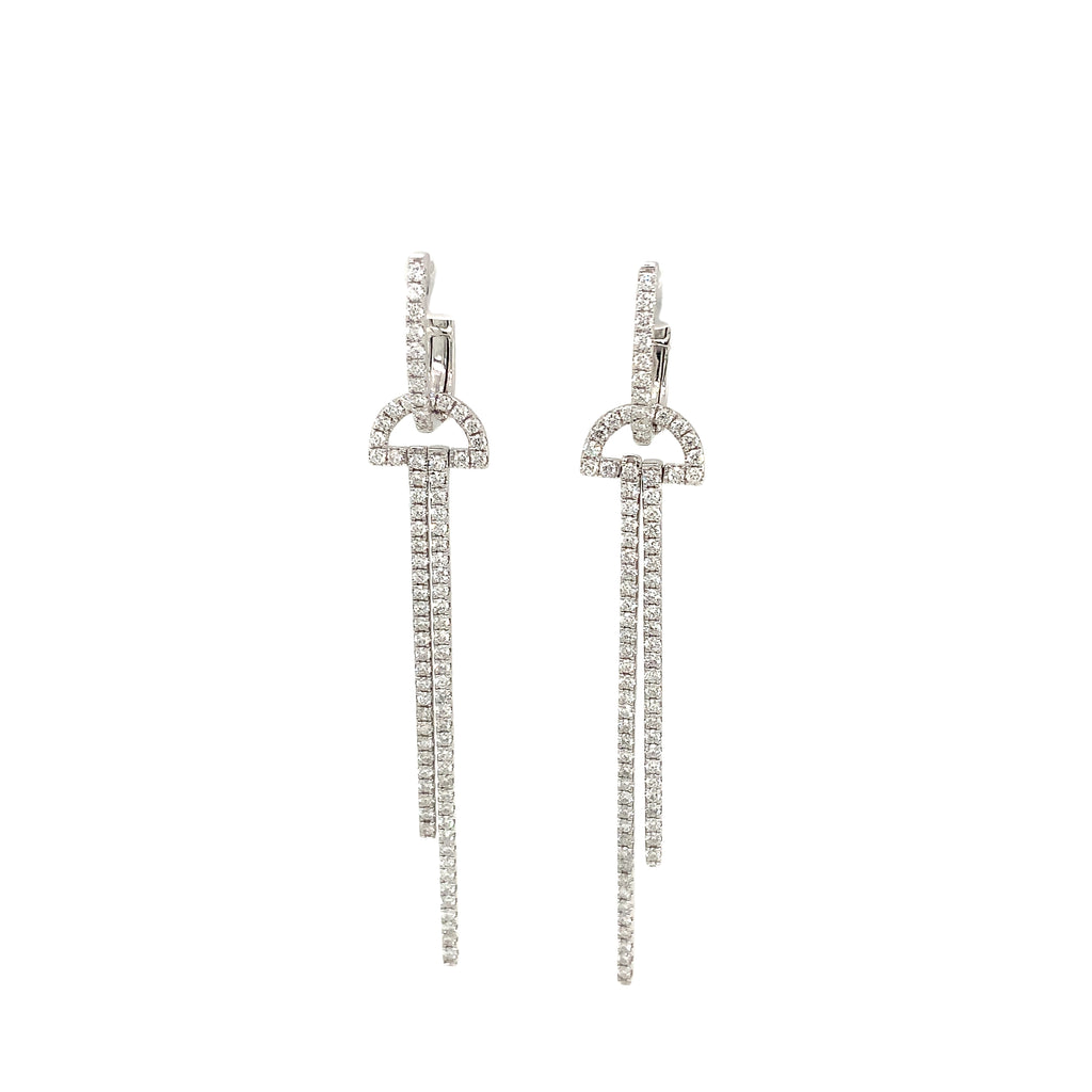 Afarin Collection Dramatic Arte Deco inspired Diamond Drop Earring fashioned in 18K White Gold. - Image 2 of 8