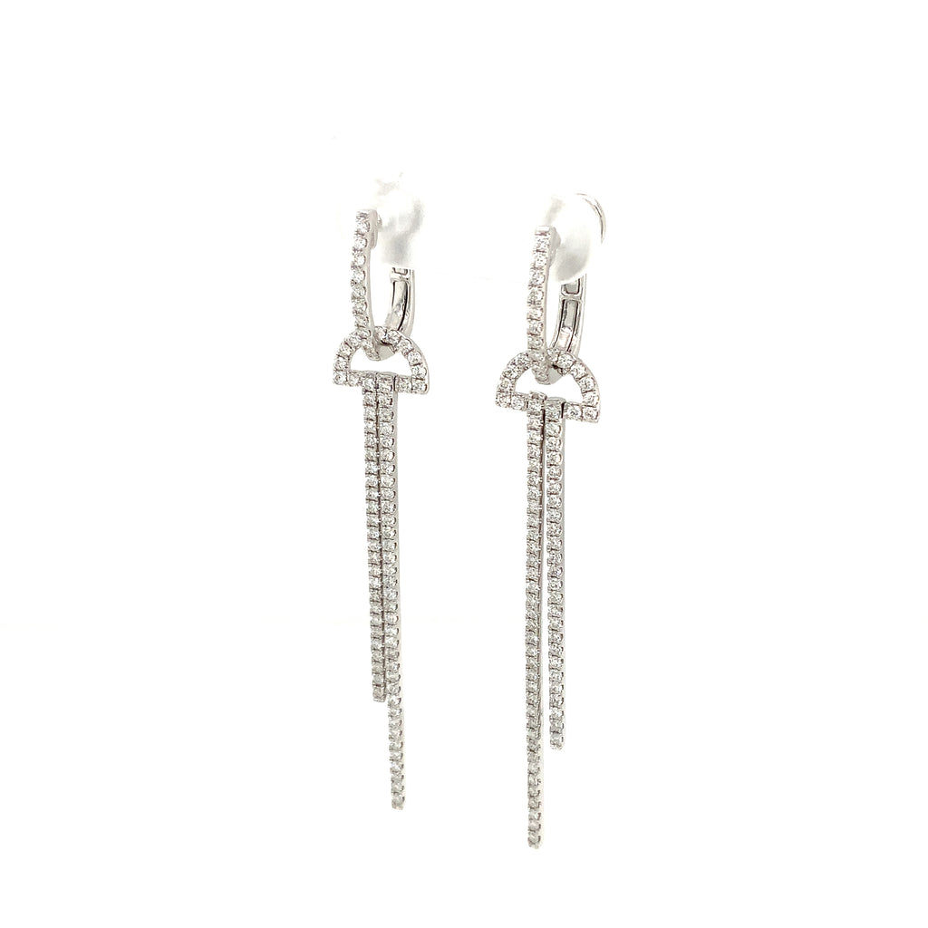 Afarin Collection Dramatic Arte Deco inspired Diamond Drop Earring fashioned in 18K White Gold. - Image 3 of 8